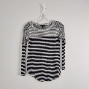 Women's J.Crew Striped Linen Long Sleeve Top Size XS